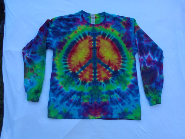 Large Long Sleeve Peace Sign Tie Dye Ready To Ship