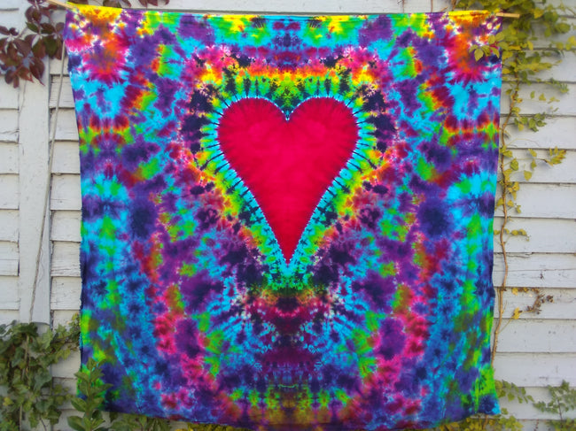 Ready to Ship Have A Heart Tie Dye Tapestry 59in W X 55in H