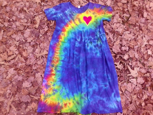 Rainbow Heart Garden Dress w pockets