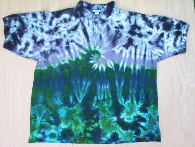 Ocean Wave Tie Dye Polo Style Shirt