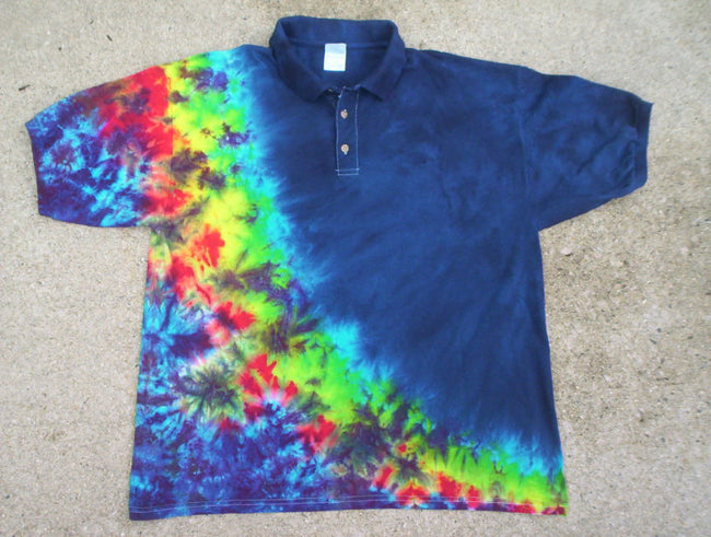 Deep Blue Tie Dye Polo Style Shirt